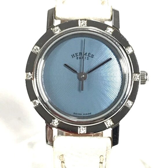 HERMES CL4.230 Clipper Nacre 12P Diamond Women's Wristwatch with leather strap - Picture 1 of 13